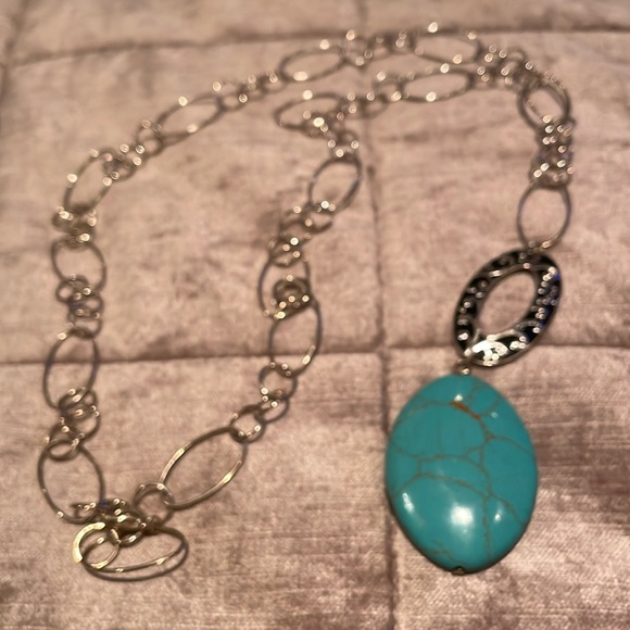 Turquoise & Silver Necklace - Picture 1 of 7